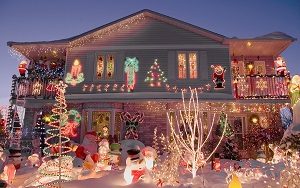 A home is completely decorated for the holiday season